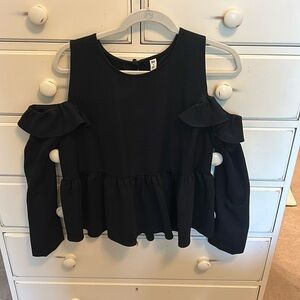 Nordstrom BP navy ruffle long sleeve blouse